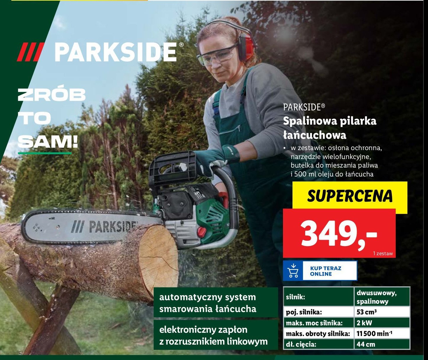 Pilarka łańcuchowa spalinowa Parkside promocja