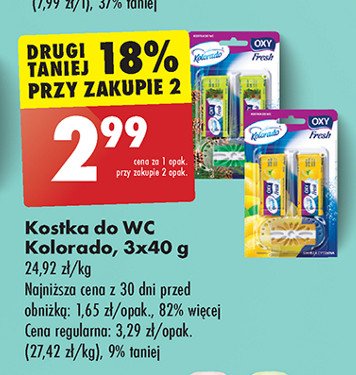 Kostka do wc green forest + 2 zapasy KOLORADO OXY AROMA promocja w Biedronka