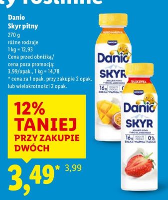 Skyr pitny Danio, różne rodzaje promocja w Lidl