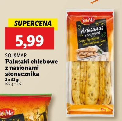 Paluszki chlebowe z nasionami słonecznika Sol&mar promocja