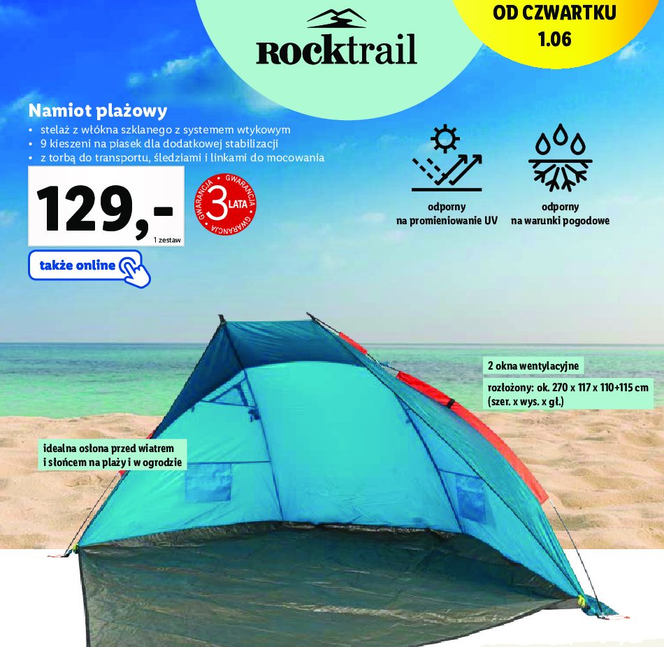 Namiot plażowy ROCKTRAIL promocja