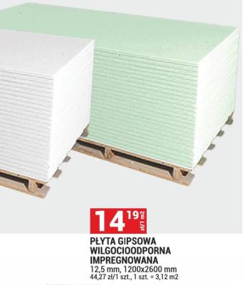 Płyta gipsowa wilgocioodporna impregnowana promocja w Merkury Market