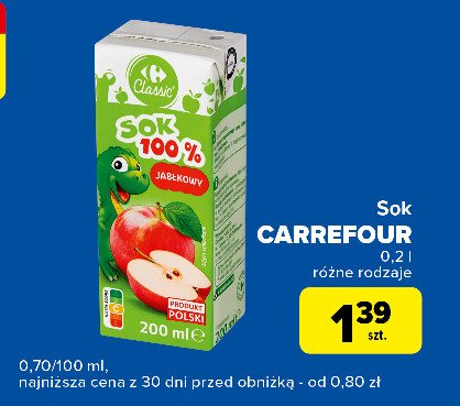 Sok jabłkowy Carrefour classic promocja