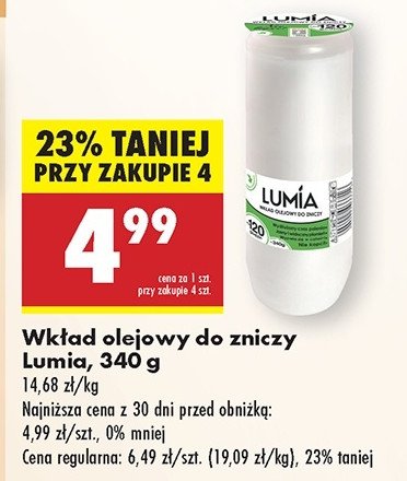 Wkład olejowy do zniczy 340 g 120 h Lumia promocja w Biedronka