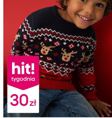Sweter chłopięcy z wzorem bożonarodzeniowym promocja w Pepco