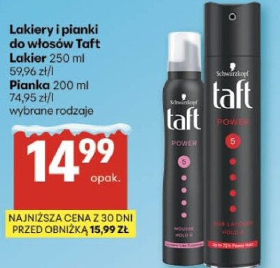 Pianka do włosów Taft promocja w Delikatesy Centrum