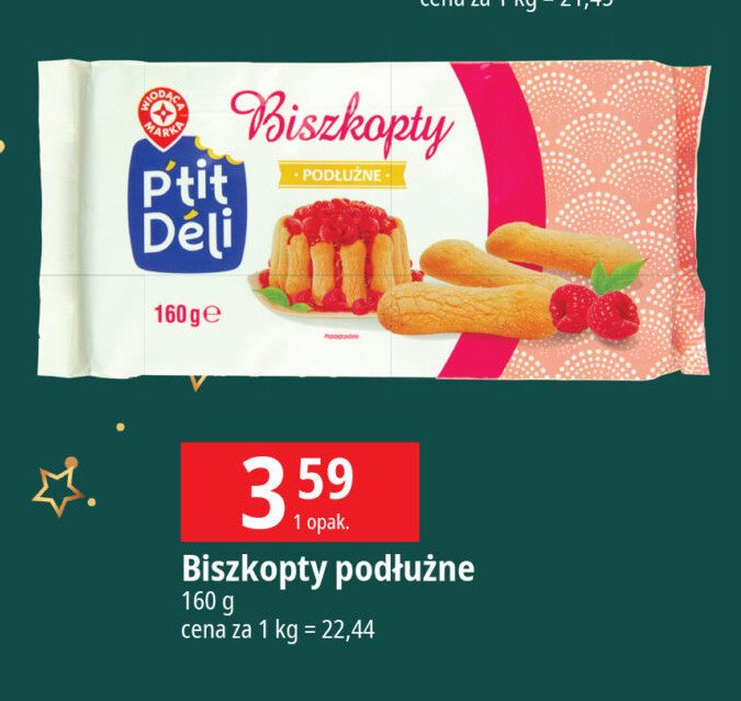 Biszkopty podłużne Wiodąca marka p'tit deli promocja w Leclerc