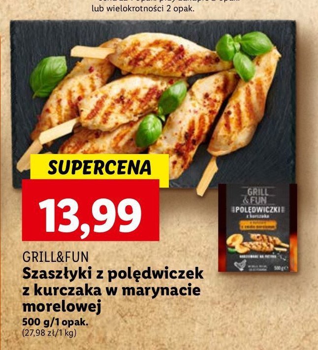 Szaszłyki z polędwiczek z kurczaka w marynacie morelowej Grill and fun promocja