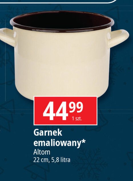 Garnek emaliowany prosty 5.8 l Altom promocja w Leclerc