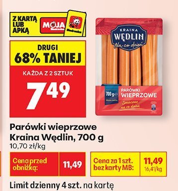 Parówki wieprzowe Kraina Wędlin, 700 g promocja w Biedronka