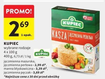 Kasza jęczmienna perłowa KUPIEC wybrane rodzaje promocja w Intermarche