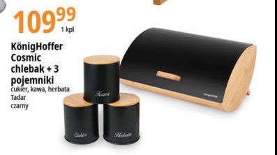 Chlebak cosmic 3l + 3 pojemniki stalowe czarny Konighoffer promocja
