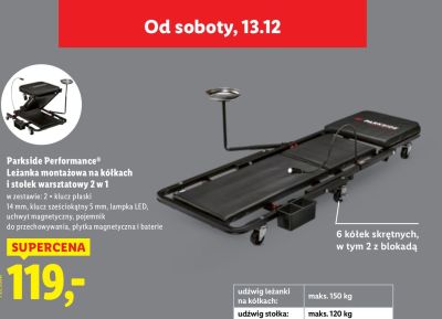 Leżanka montażowa na kółkach i stołek warsztatowy 2 w 1 promocja w Lidl