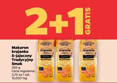 Makaron krajanka 5-jajeczny Tradycyjny Smak 2+1 promocja w Netto