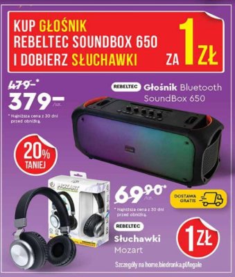 Głośnik Bluetooth SoundBox 650 Rebeltec promocja w Biedronka
