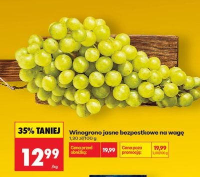 Winogrono jasne bezpestkowe na wagę promocja w Biedronka
