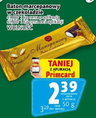 Baton marcepanowy w czekoladzie WOLNOŚĆ promocja w Prim Market