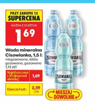 Woda mineralna Cisowianka, 1,13 zł/l promocja w Biedronka