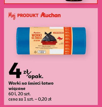 Worki na śmieci 60 l Auchan promocja