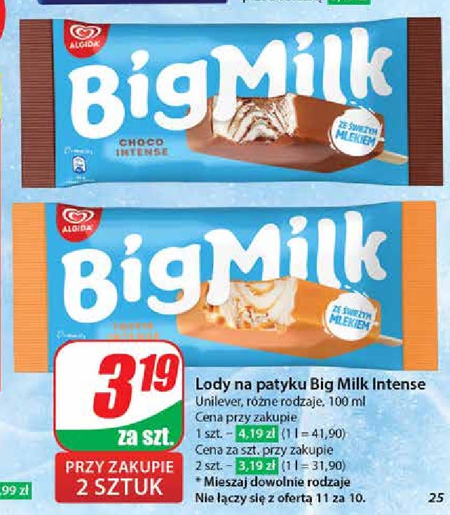 Lód toffi intense Algida big milk promocja