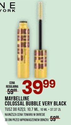 Tusz MAYBELLINE COLOSSAL BUBBLE VERY BLACK promocja w Drogerie Natura
