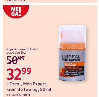 Krem do twarzy nawilżający L'oreal men expert hydra energetic promocja w Rossmann