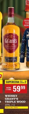 Whisky Grant's Triple Wood 40%, 1 L promocja w Biedronka