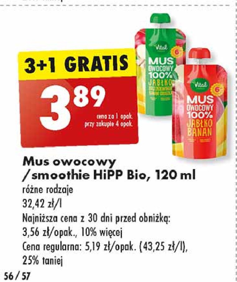 Mus jabłko-banan-truskawka Vital fresh promocja