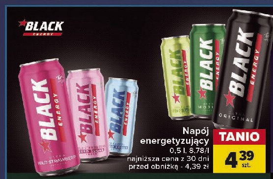 Napój energetyczny wild strawberry zero sugar Black energy promocja