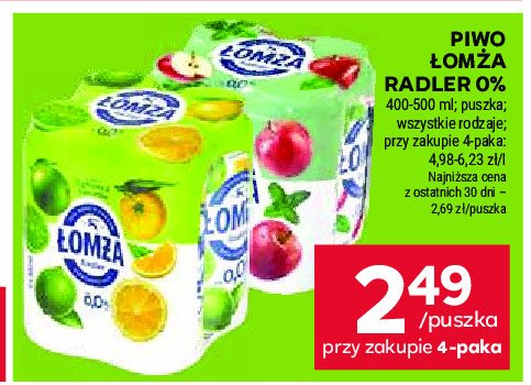 Piwo Łomża radler 0.0% cytryna-limonka promocja w Stokrotka