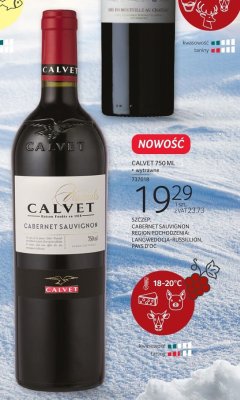 Wino Calvet Cabernet Sauvignon 750ml czerwone wytrawne promocja w Selgros