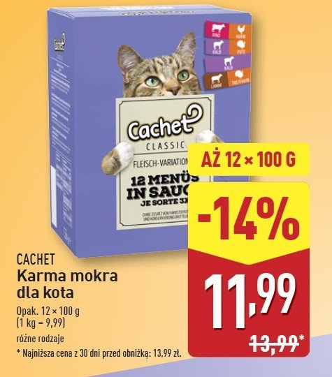 Karma dla kota mięso w sosie Cachet promocja w Aldi