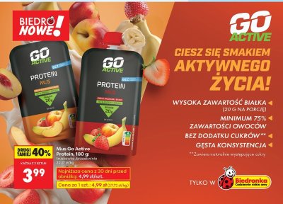 Mus Go Active Protein, 180 g promocja w Biedronka