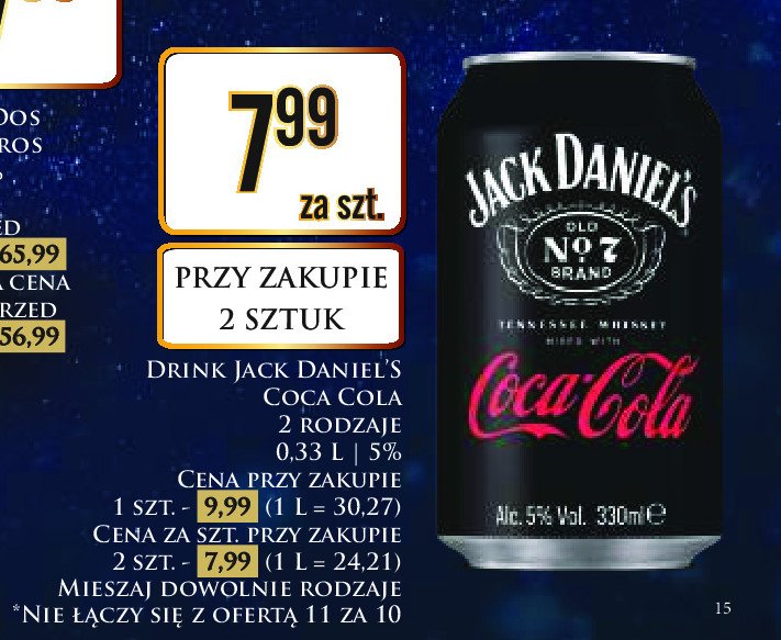 Drink JACK DANIEL'S & COLA promocja w Dino