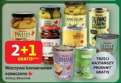 Warzywa konserwowe oznaczone promocja w Auchan