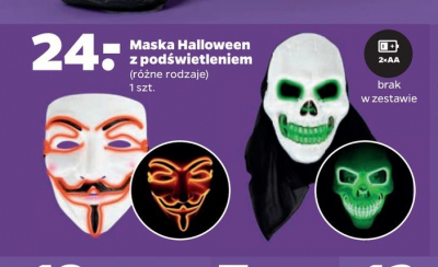 Maska halloween świecąca w ciemności promocja