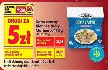 Dorsz czarny filet bez skóry bez ości, 475 g promocja w Biedronka