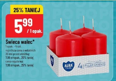 Świece walec Aura promocja w POLOmarket