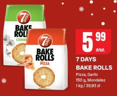 Bułki 7 Days Bake Rolls pizza, garlic promocja w Chorten