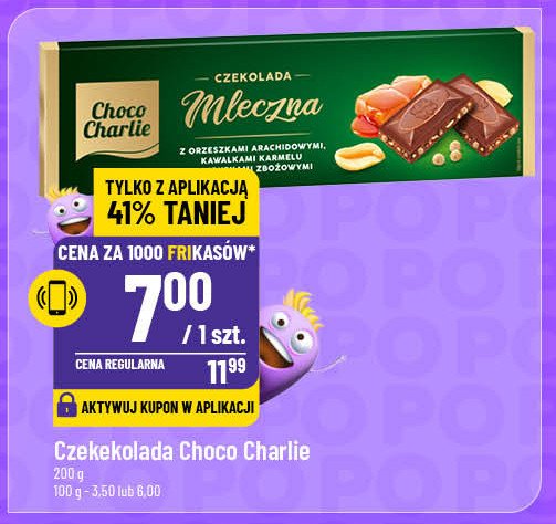 Czekolada mleczna z orzechami arachidowymi i chrupkami Choco charlie promocja