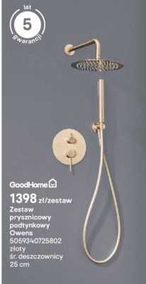Zestaw prysznicowy podtynkowy Owens złoty promocja w Castorama