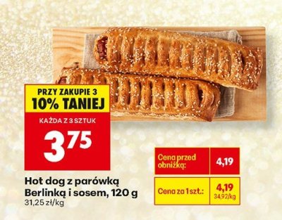 Hot dog z parówką Berlinką i sosem  promocja w Biedronka