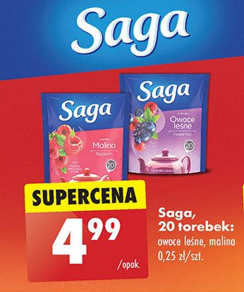 Herbata owocowa malina Saga promocja w Biedronka