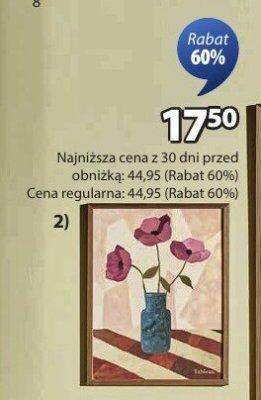 Obraz w ramie kwiaty w wazonie Jysk promocja w Jysk