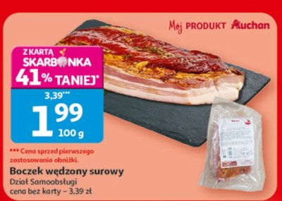 Boczek wędzony surowy promocja w Auchan