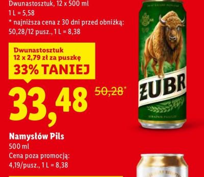 Piwo Żubr 12x500 ml promocja w Lidl