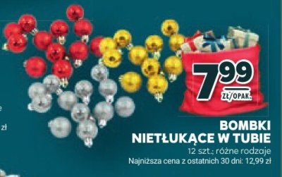 Bombki nietłukące w tubie 12 szt., różne rodzaje promocja w Stokrotka