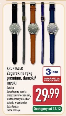 Zegarek na rękę premium damski/męski  promocja w Aldi