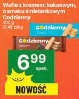 Wafle z kremem kakaowym, o smaku śmietankowym Codzienny 400 g promocja w Delikatesy Centrum