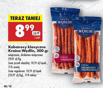 Kabanosy klasyczne wieprzowe Kraina w臋dlin promocja